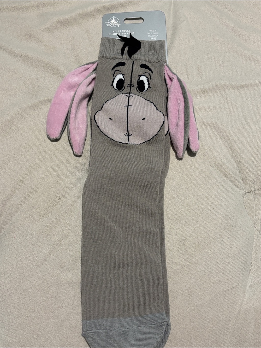 Disney Eeyore Knee-High Socks in Gray and Pink with Plush Ears